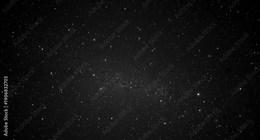 Obraz premium Black and white twinkling stars over a dark night sky filled with stardust