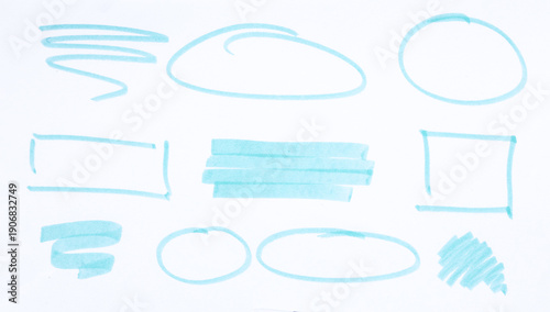 Hand-drawn Blue Marker Shapes Collection