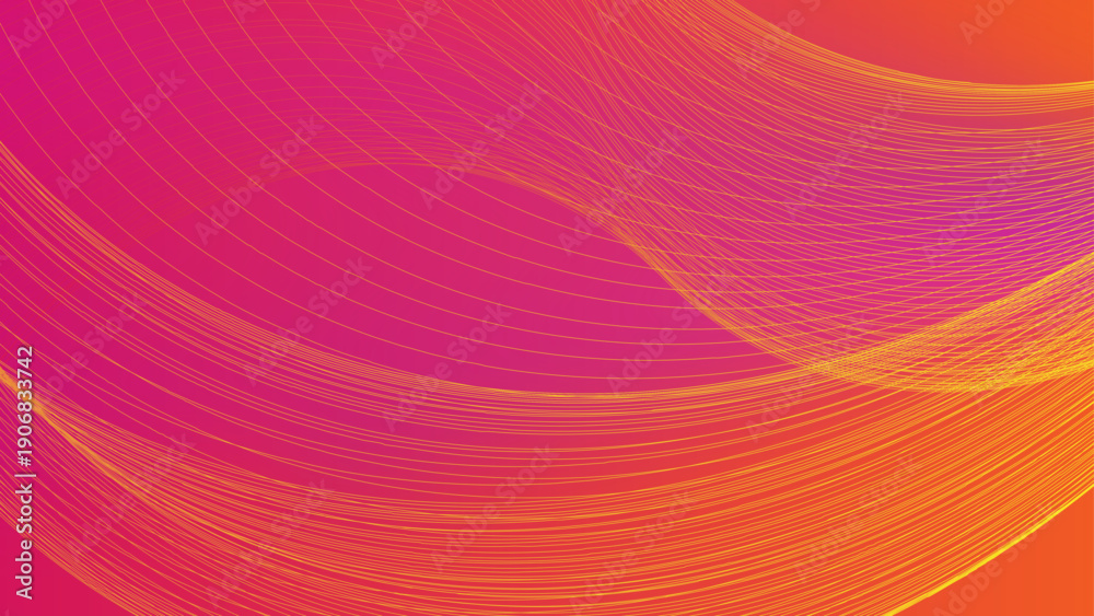 Fototapeta premium Vibrant abstract pink background featuring flowing light waves and colorful digital lines that create a dynamic motion pattern for a bright wallpaper design