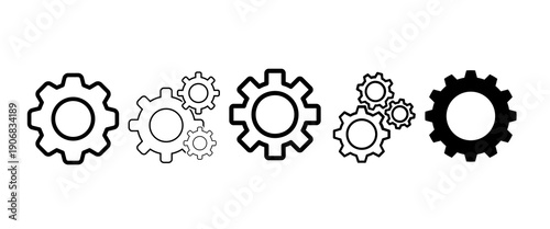 Highly versatile gear and cogwheel symbols signifying mechanical engineering
