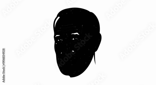 Black and white illustration of an elderly man's face with wrinkles
