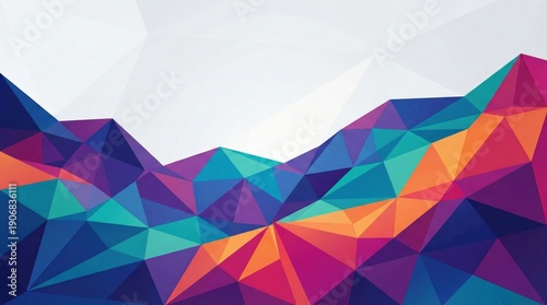Colorful low poly geometric landscape illustration,modern abstract polygon background with vibrant shapes,creative design for posters,banners,branding,web and print use
