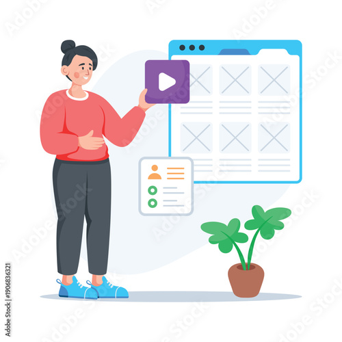 Well designed flat illustration of website wireframe and interface layout planning