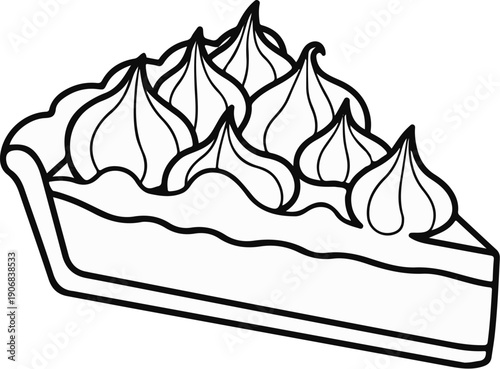 A slice of pie with swirls of meringue topping