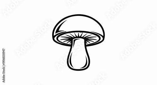 Black and white line art of a mushroom with gills