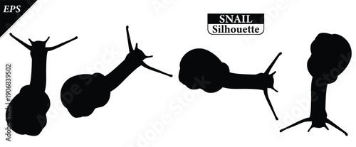 snail silhouette isolated on white background with logo text space, featuring a clean black shape symbolizing nature, patience, simplicity. Ideal for logos, snails vector silhouette icon, snail logo