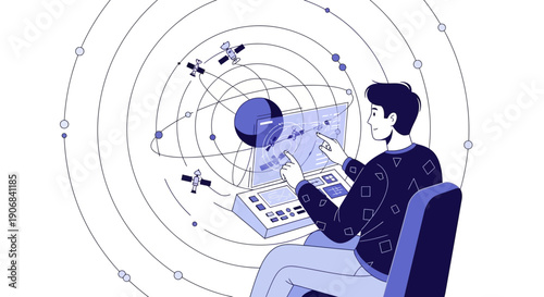 Aerospace concept illustrating modern aviation and space technology, including aircraft, rockets, satellites, and spacecraft. Represents innovation, engineering, and the future of aerospace industry a