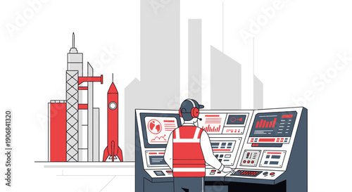 Aerospace concept illustrating modern aviation and space technology, including aircraft, rockets, satellites, and spacecraft. Represents innovation, engineering, and the future of aerospace industry a