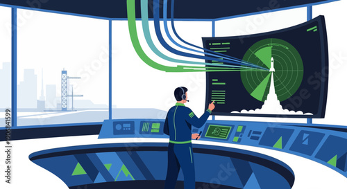 Aerospace concept illustrating modern aviation and space technology, including aircraft, rockets, satellites, and spacecraft. Represents innovation, engineering, and the future of aerospace industry a