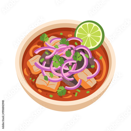 Classic Encebollado Soup 2D Flat Vector Icon