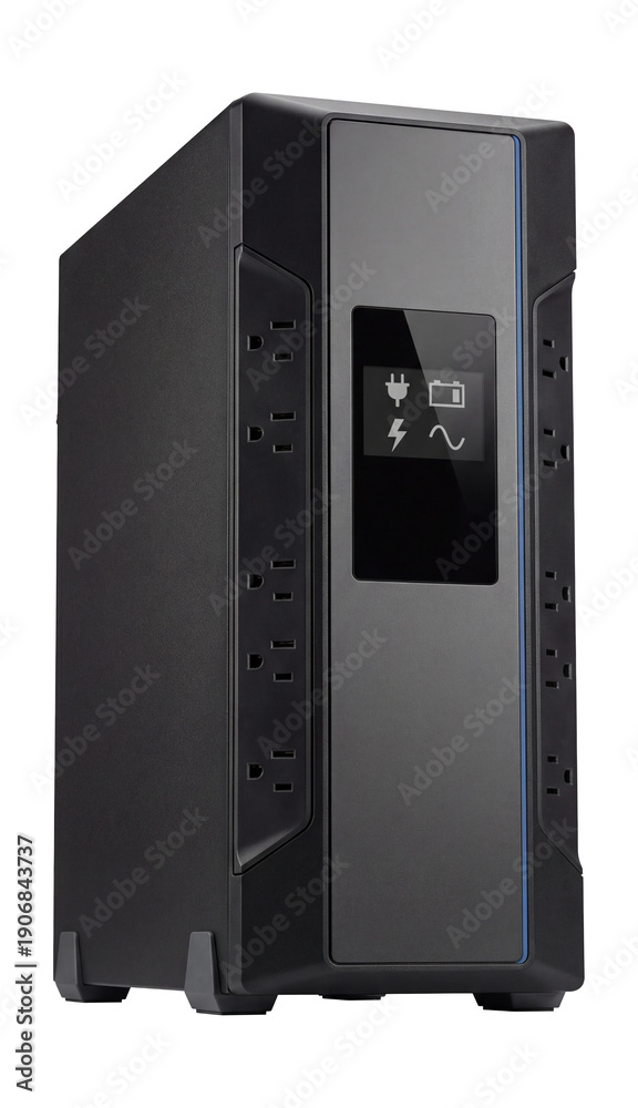Obraz premium Tower-style UPS with LCD display and multiple surge-protected outlets