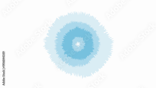 Abstract blue circular pattern with jagged edges on a white background.