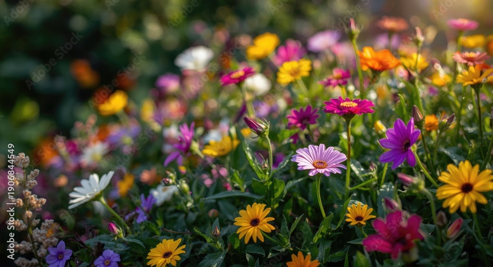 Obraz premium An eye catching mix of diverse flowers and lush green plant life showcasing natural allure