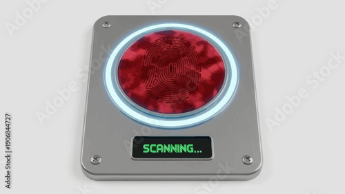 A biometric fingerprint scanner indicating a "Scanning..." status.