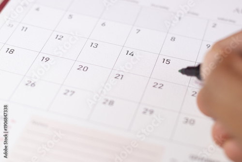Tableau sur toile Number 15 focused in the calendar with grey color to point important date for ap