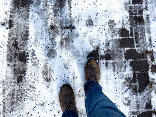 Black ice on a footpath 