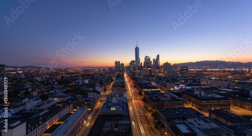 Dusk over an illuminated do...