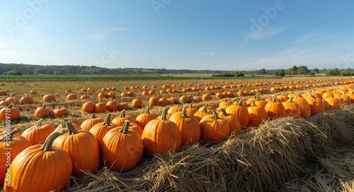 Farm fresh pumpkins on hay ...