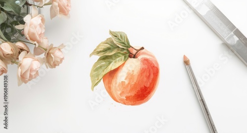 Illustrated peach fruit cre...
