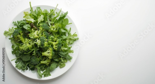 Leafy green salad with stea...