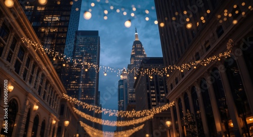 Dusk city view showcasing i...