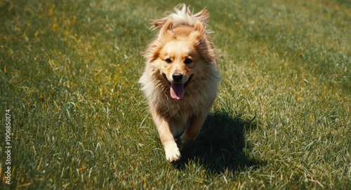 Energetic dog running acros...