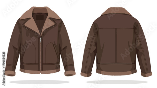 Classic brown winter jacket featuring a plush fur collar and sturdy zipper closure