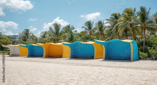 Abstract beach shelters pre...