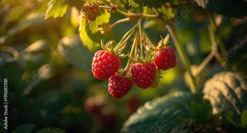 Colorful ripe raspberry fru...