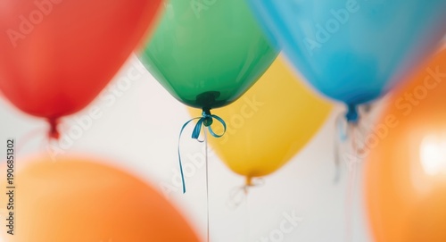 Helium balloons in red, gre...