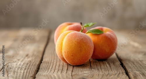Fresh ripe peaches placed o...