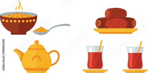 Ramadhan Kareem A Delicious Spread of Dates, Tea, and a Wholesome Dish