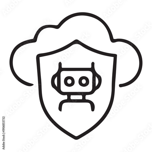 Robot Shield Protection Security Icon Graphic.