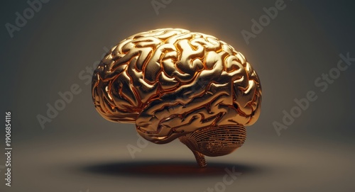 Golden colored metal brain ...