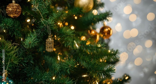 Christmas tree close up wit...