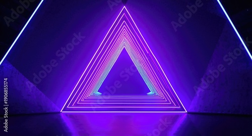 Futuristic neon triangle tu...