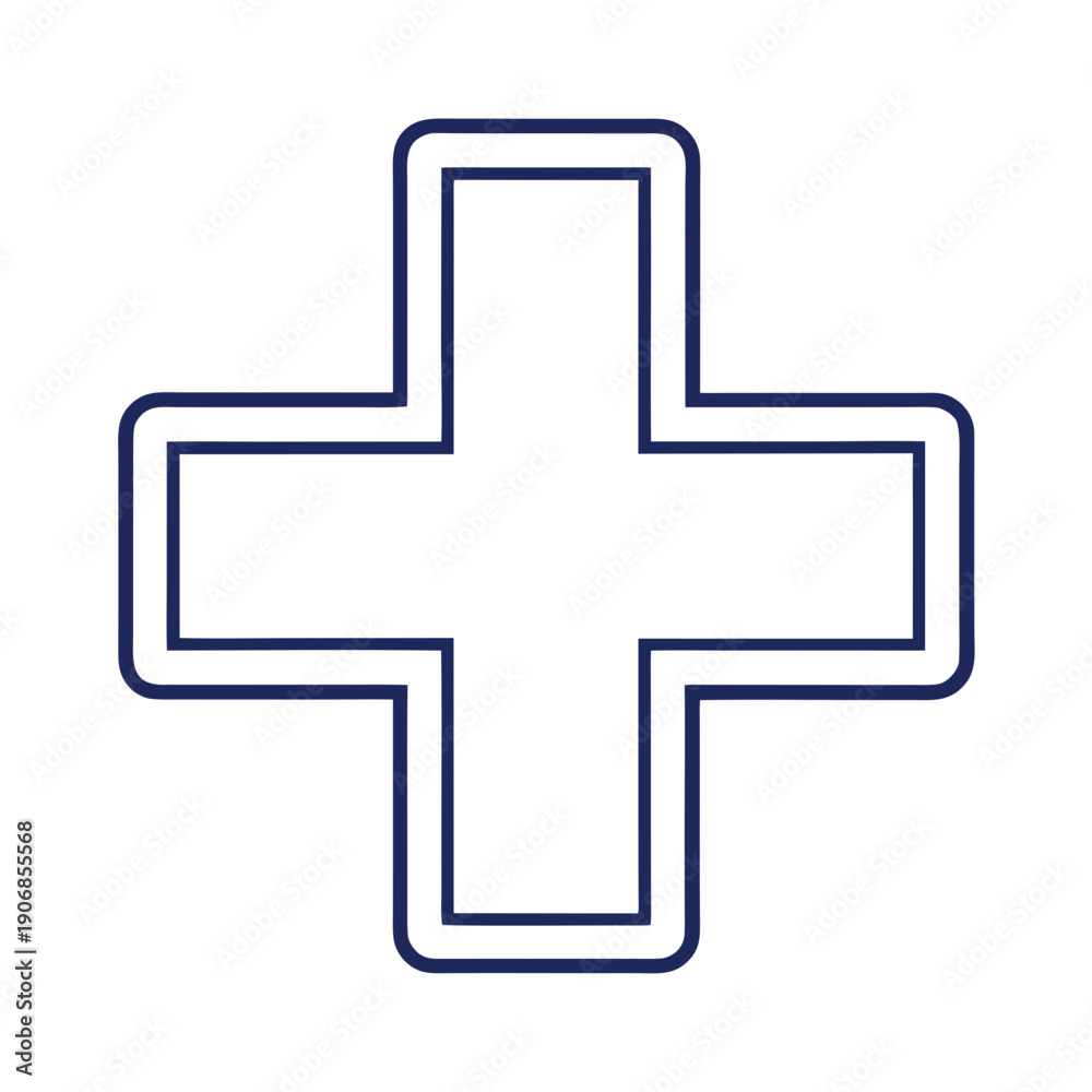 Fototapeta premium Healthcare Cross Symbol: A minimalist design featuring a prominent healthcare cross, rendered in a clean, modern aesthetic, perfectly symbolizes medical assistance and care. 