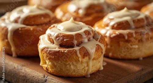 Golden cinnamon buns with l...