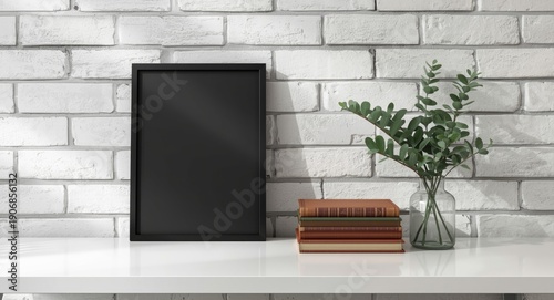 black frame photo placed on...