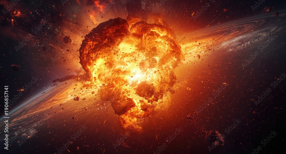 Fototapeta premium An exploding planet creating a brilliant cosmic spectacle