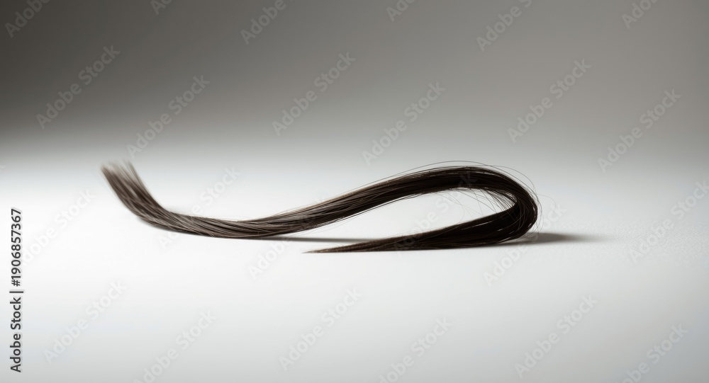 Fototapeta premium brunette hair strand captured clearly on smooth white surface
