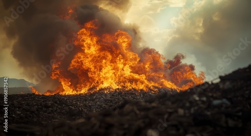 Fire consuming old tires on...