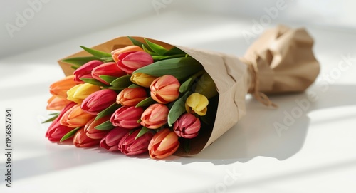 Freshly picked tulips tied ...