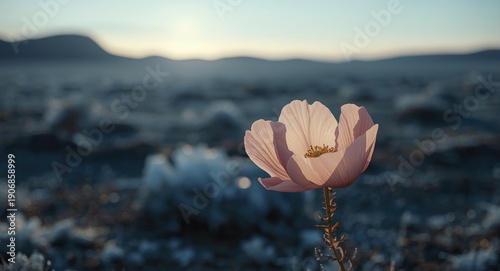 Arctic poppy blossoming in ...