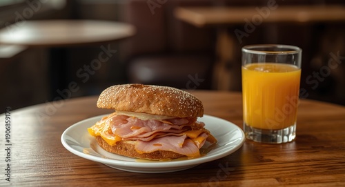 Cafe table layout with ham ...