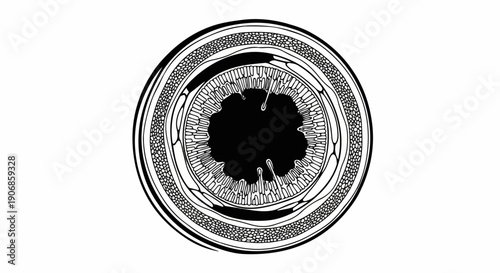 Cross-section of an organism showing internal cellular structure with concentric layers