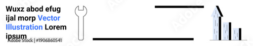 Business growth, repair, development, productivity, solutions, innovation. Wrench and bar chart improvement and progress. Business growth and repair concept