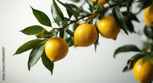 Closeup of lemons on a bran...