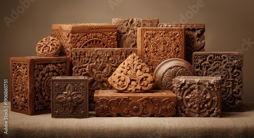 Intricately designed wooden...