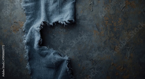 Frayed blue gray cloth with...